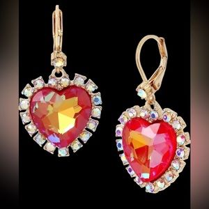 Betsey Johnson Radish Heart Drop Earrings